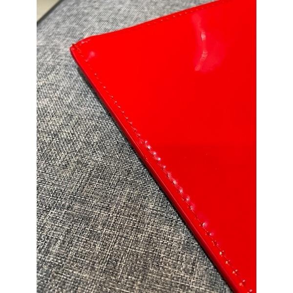 ［全新］Make up for ever化妝包收納包扁包刷具包紅色亮面漆皮款-細節圖4