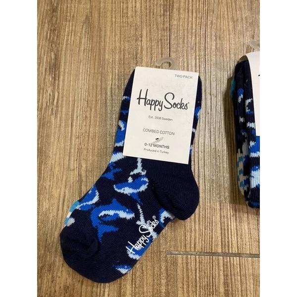 ［全新] Happy socks兒童襪 藍鯊魚藍條紋款 台灣公司貨 嬰幼兒襪子0-12M/12-24M/2-3Y-細節圖2