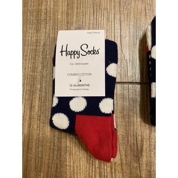 ［全新] Happy socks兒童襪  藍白紅點點款色塊款 台灣公司貨 嬰幼兒襪子12-24M/2-3Y-細節圖2