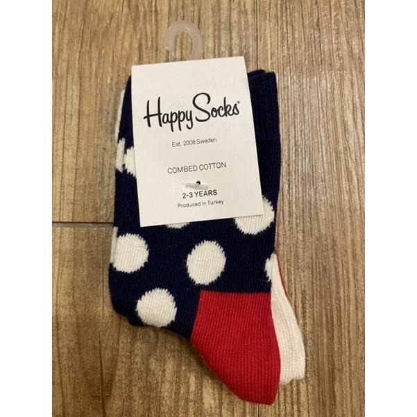 ［全新] Happy socks兒童襪  藍白紅點點款色塊款 台灣公司貨 嬰幼兒襪子12-24M/2-3Y-細節圖4