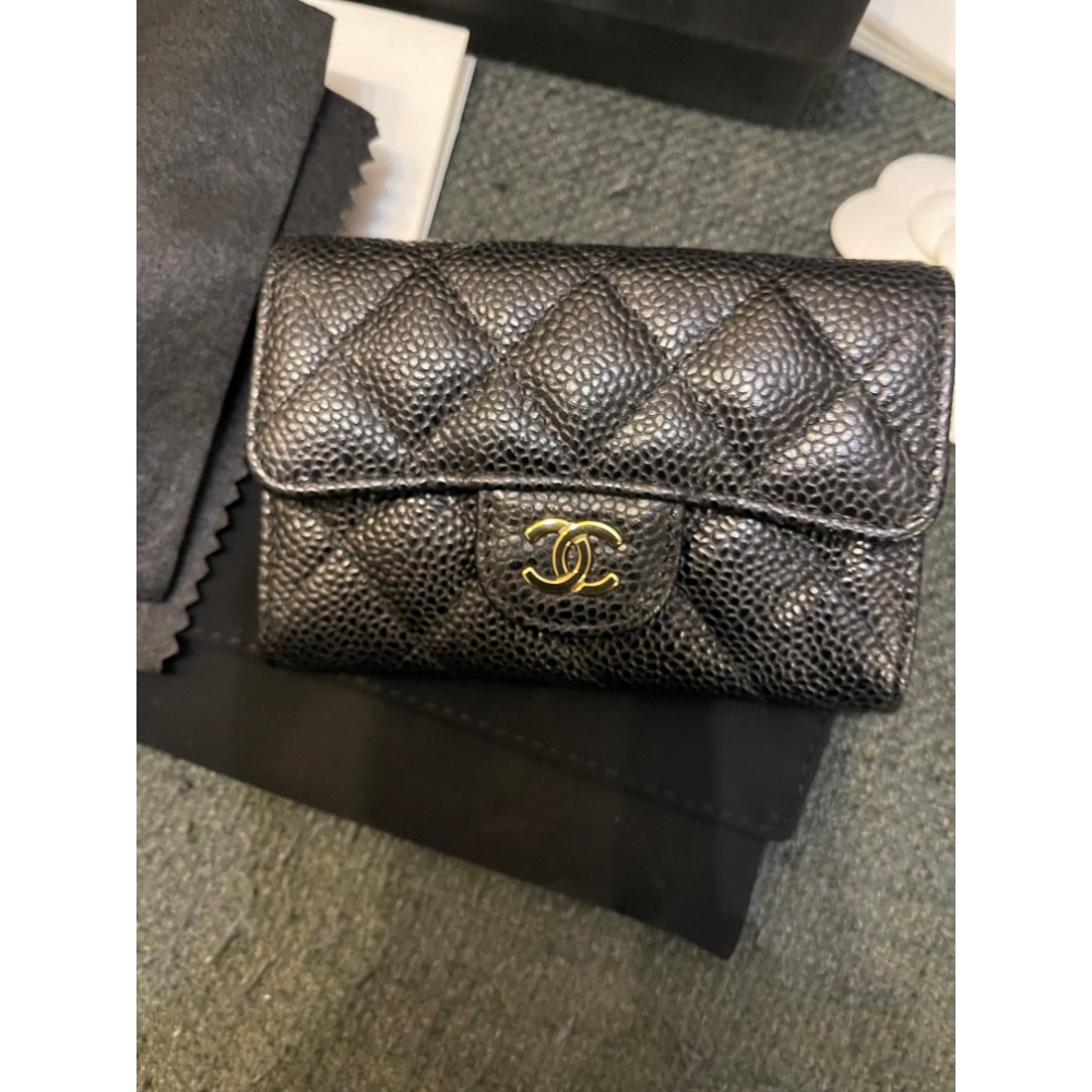 ［全新］高級訂製 小香經典同款  真皮 牛皮荔枝金釦卡包 零錢包 名片夾 零錢包 有微笑袋-細節圖3