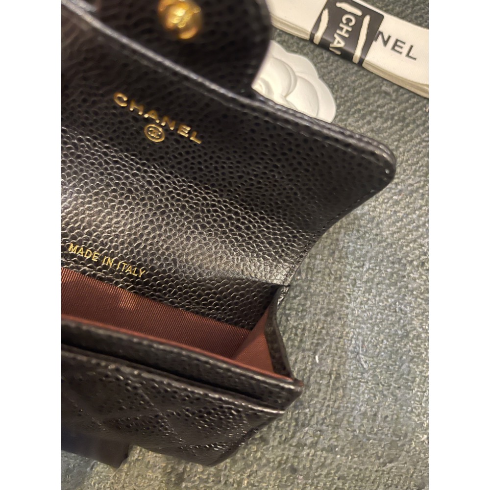 ［全新］高級訂製 小香經典同款  真皮 牛皮荔枝金釦卡包 零錢包 名片夾 零錢包 有微笑袋-細節圖6