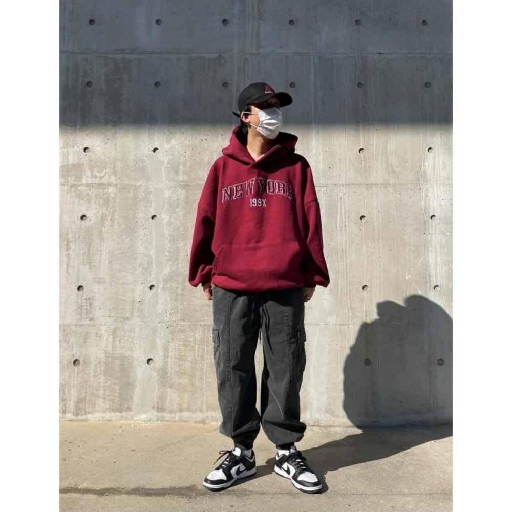 [LBT.only] #韓國#現貨 NEW YORK 帽踢 199X 立體刺繡 重磅 帽t 寬鬆 刷毛 刺繡 無抽繩-細節圖4
