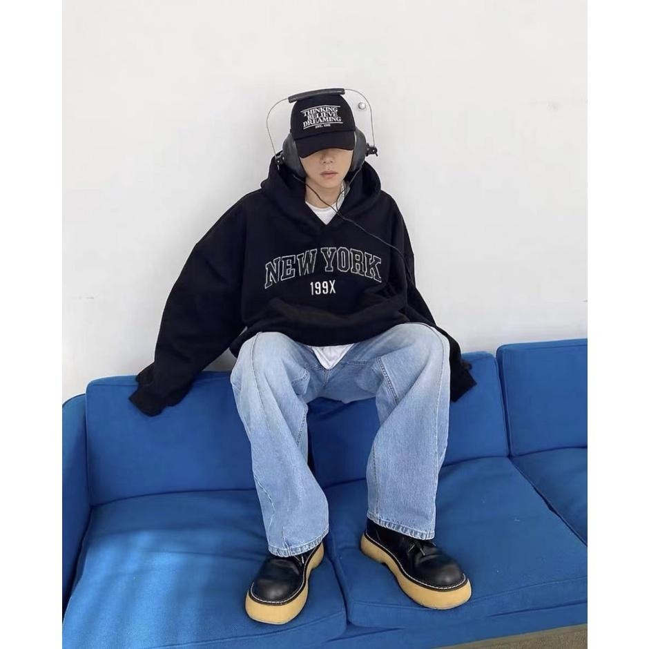 [LBT.only] #韓國#現貨 NEW YORK 帽踢 199X 立體刺繡 重磅 帽t 寬鬆 刷毛 刺繡 無抽繩-細節圖5