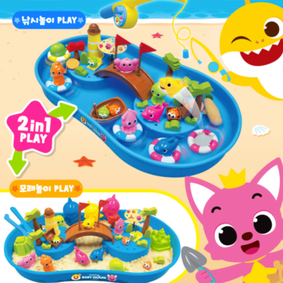Pinkfong碰碰狐 二合一 玩沙 玩水 釣魚 桌遊 玩具遊戲組-細節圖2