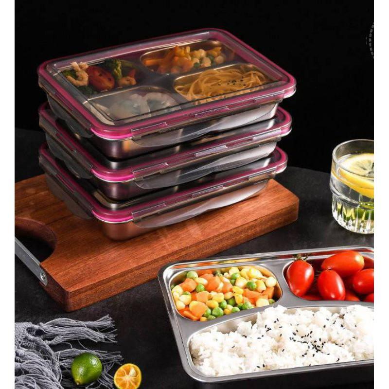 分隔便當盒 304不銹鋼分隔餐盒 便當盒 長方形便當盒 ～🌹 ♠❰元氣go物站❱♠-細節圖4