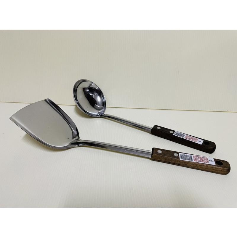 木柄不銹鋼湯杓 木柄不銹鋼鍋鏟 不銹鋼大匙 不銹鋼菜匙 不銹鋼平煎匙 煎匙 漏勺-細節圖3