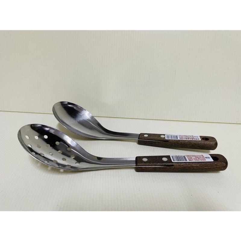 木柄不銹鋼湯杓 木柄不銹鋼鍋鏟 不銹鋼大匙 不銹鋼菜匙 不銹鋼平煎匙 煎匙 漏勺-細節圖4