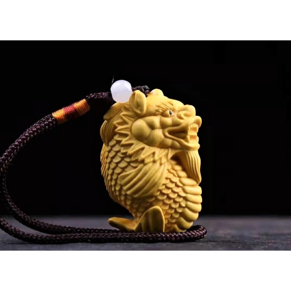 ★黃揚木精雕雙面龍魚掛飾#0002-細節圖2