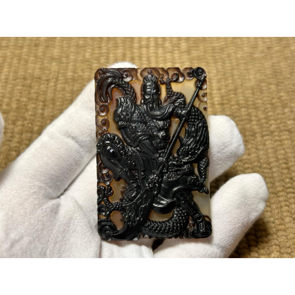 ★羊角精雕關公無事牌#0009-細節圖2