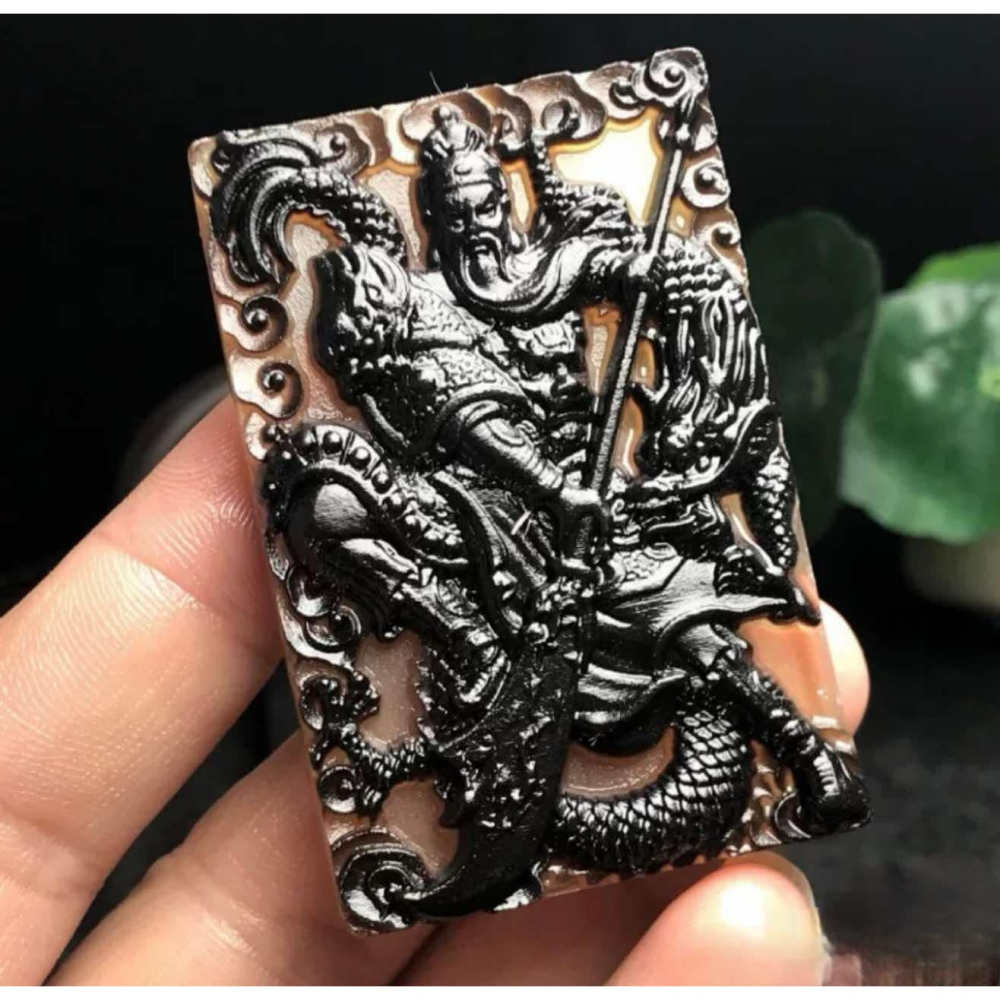 ★羊角精雕關公無事牌#0009-細節圖3