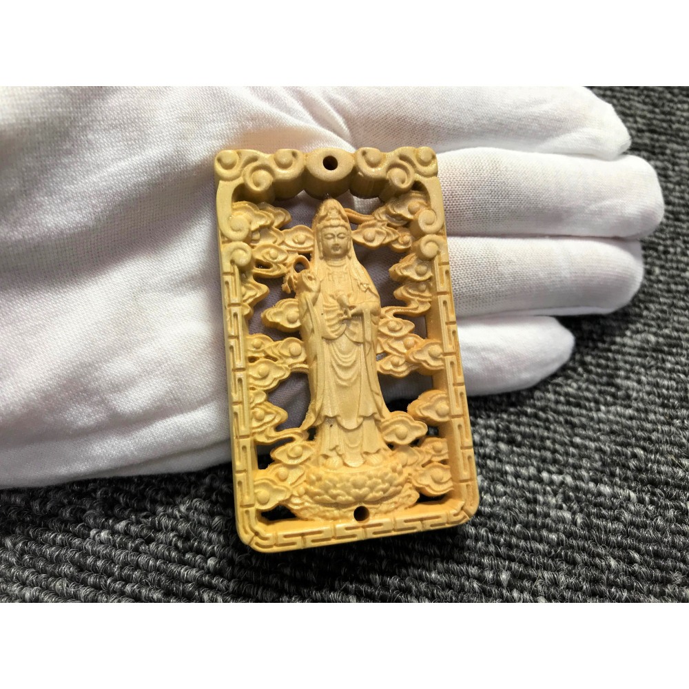 ★黃揚木精雕雙面御龍觀音/南海觀音無事牌#0005/#0006-細節圖2