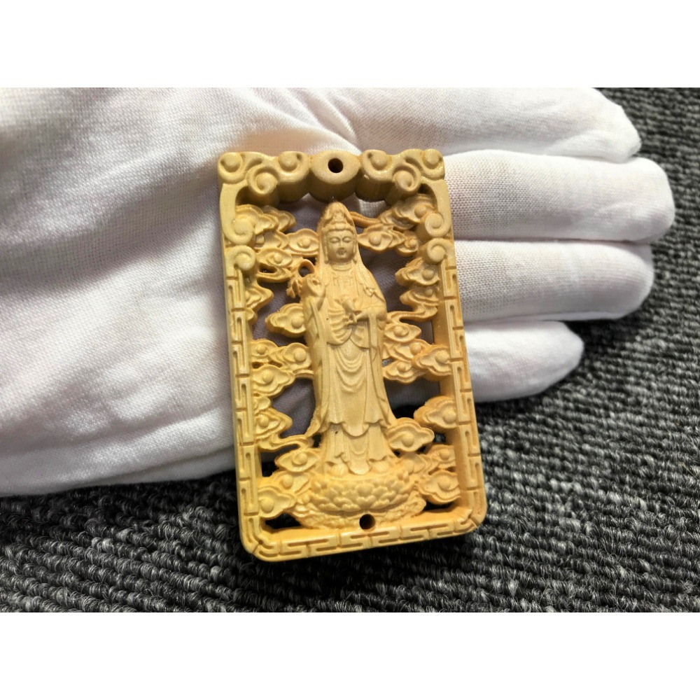 ★黃揚木精雕雙面御龍觀音/南海觀音無事牌#0005/#0006-規格圖2