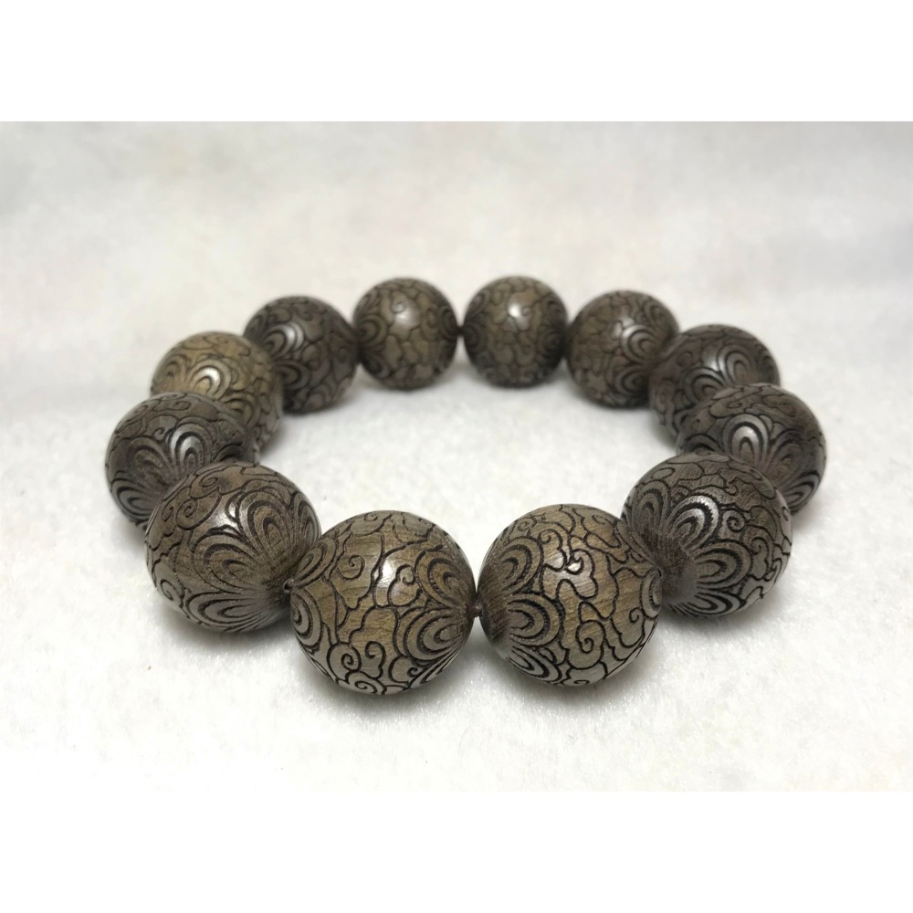 ★陰沈木精雕祥云20mm手串#0035-細節圖2