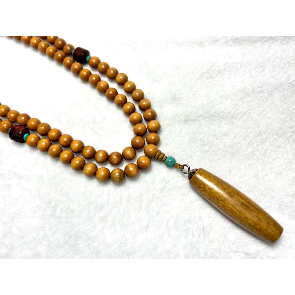 ★金絲楠8mm*108顆多圈手串搭同料長吊飾#0050-細節圖2