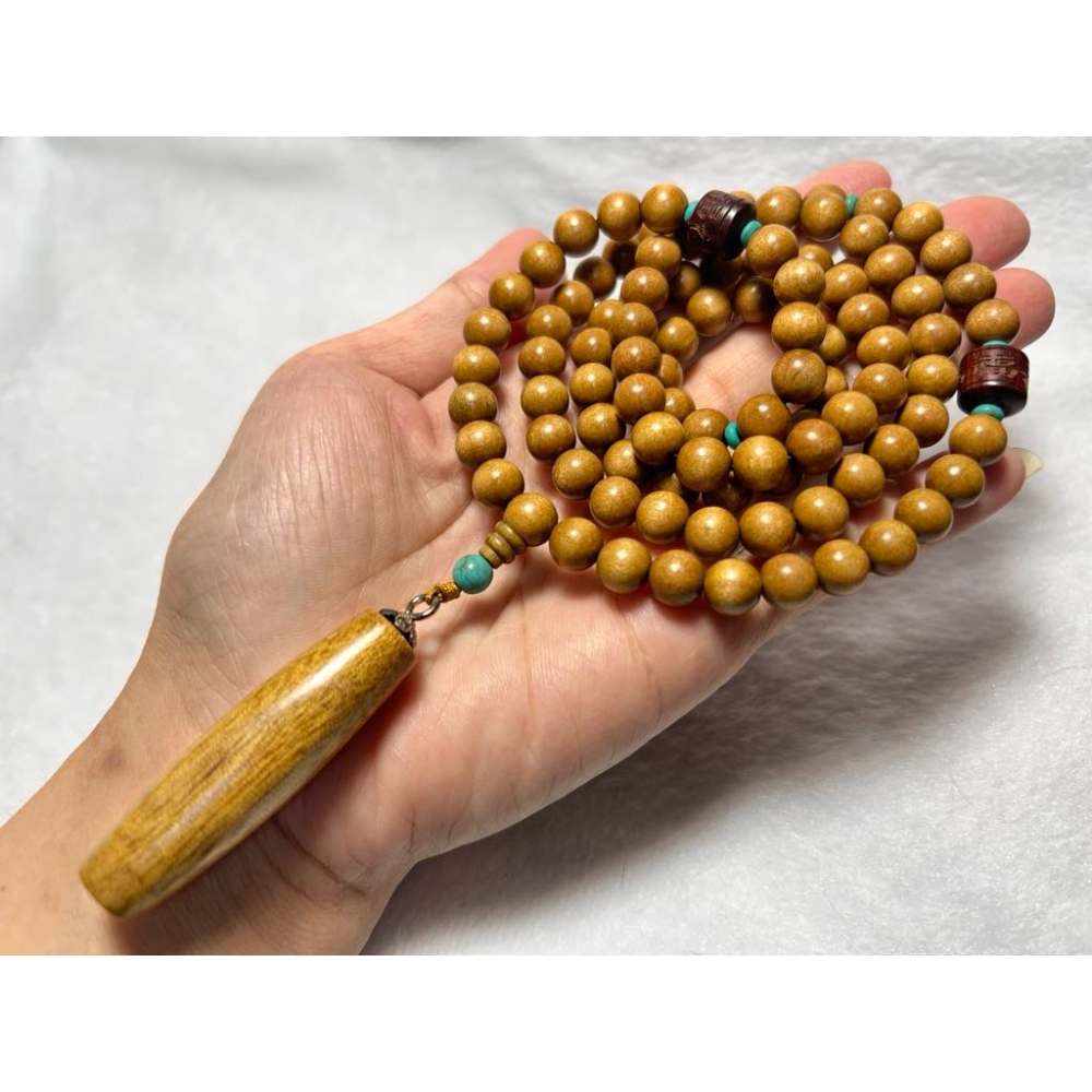 ★金絲楠8mm*108顆多圈手串搭同料長吊飾#0050-細節圖3