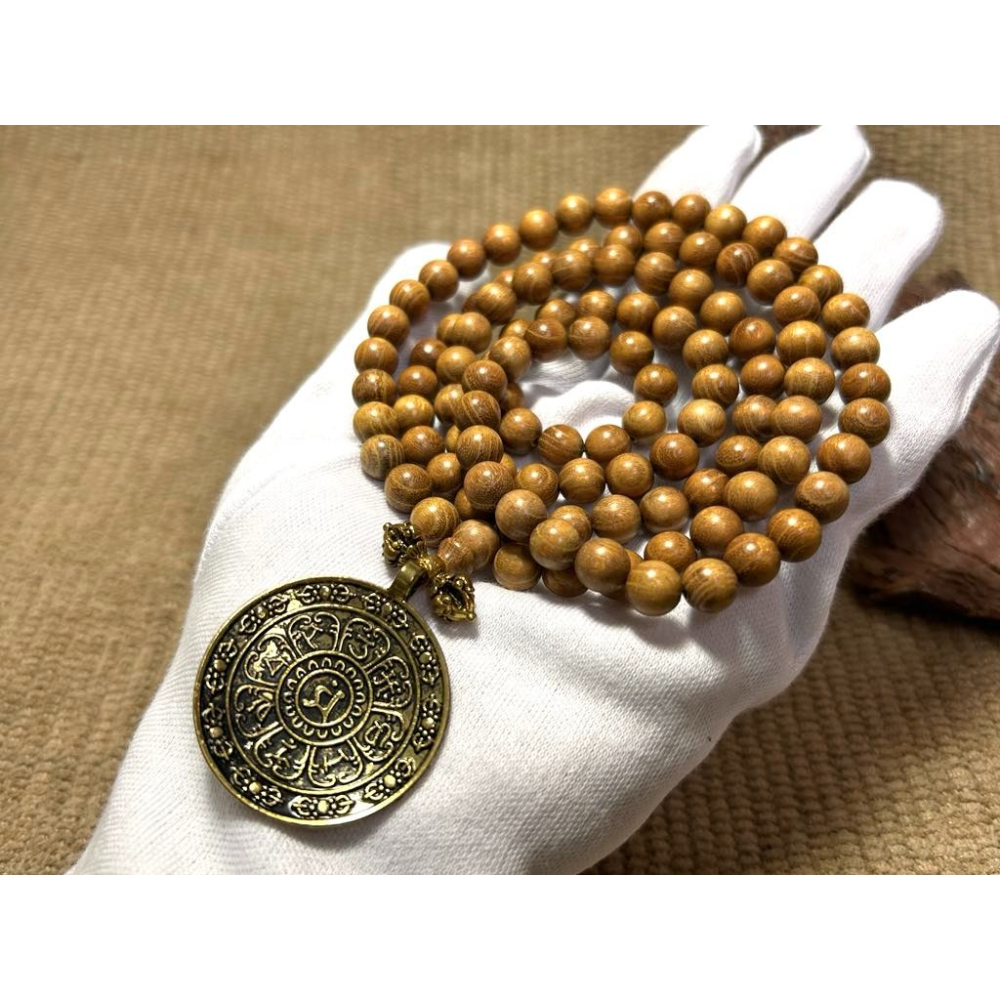 ★黃金檀8mm*108顆搭藏式九宮八卦牌多圈手串#0051-細節圖2