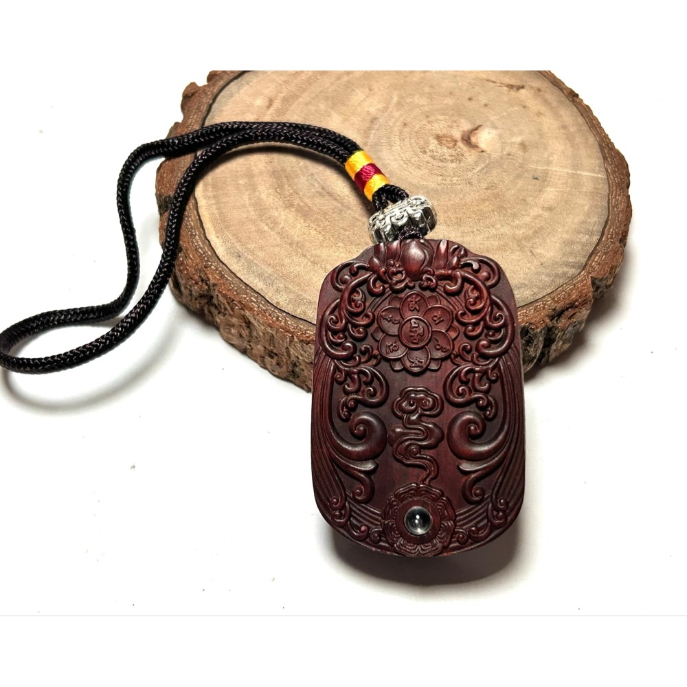 ★犀角紫檀鑲新山檀觀音雙面無事牌吊墜#0082-細節圖3