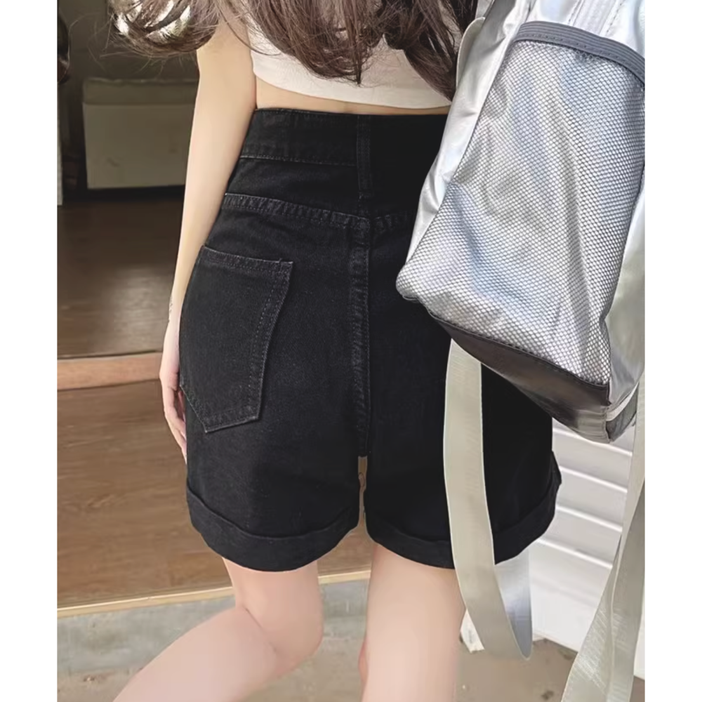 25春。韓系復古翻領拼接設計開襟短款針織外套上衣+高腰包臀口袋設計短褲-Euphoria Store-細節圖9