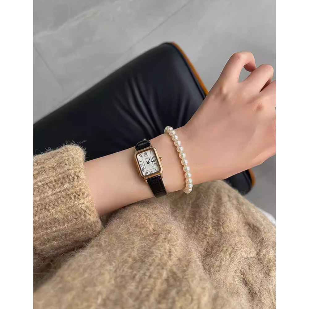 原創手作。法式精緻氣質必備 多尺寸疊戴敲美正圓施家珍珠彈力手鏈- Euphoria Store-細節圖2