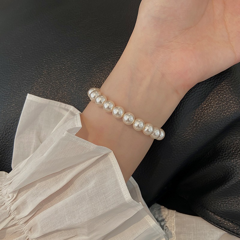 原創手作。法式精緻氣質必備 多尺寸疊戴敲美正圓施家珍珠彈力手鏈- Euphoria Store-規格圖11