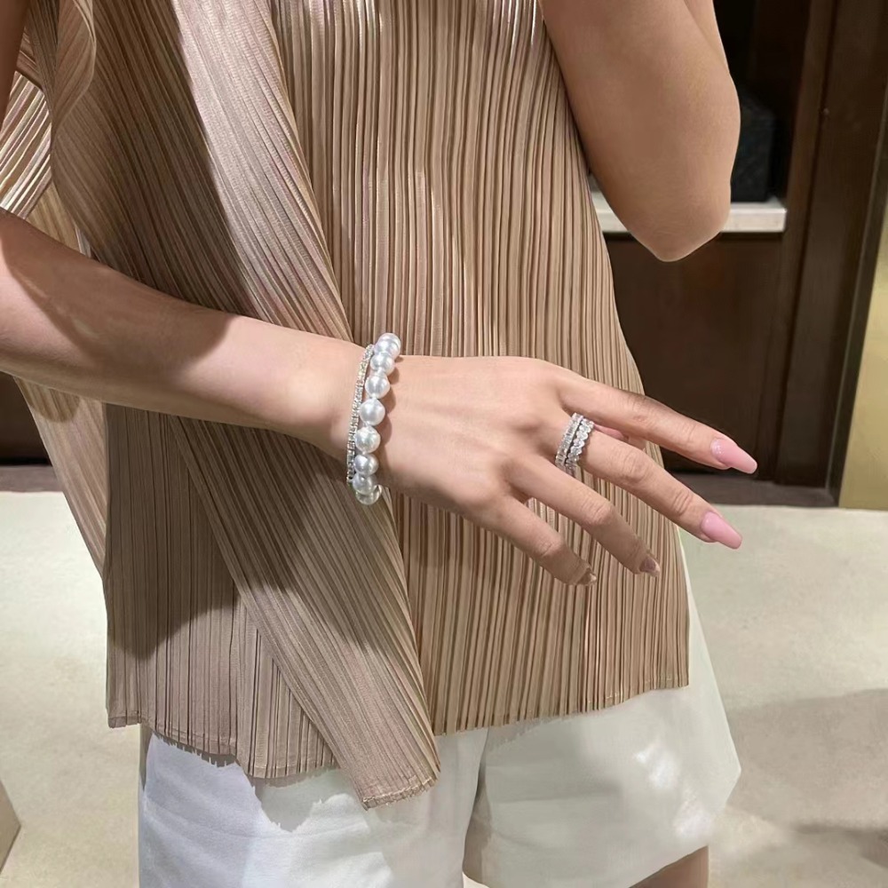 原創手作。法式精緻氣質必備 多尺寸疊戴敲美正圓施家珍珠彈力手鏈- Euphoria Store-規格圖11