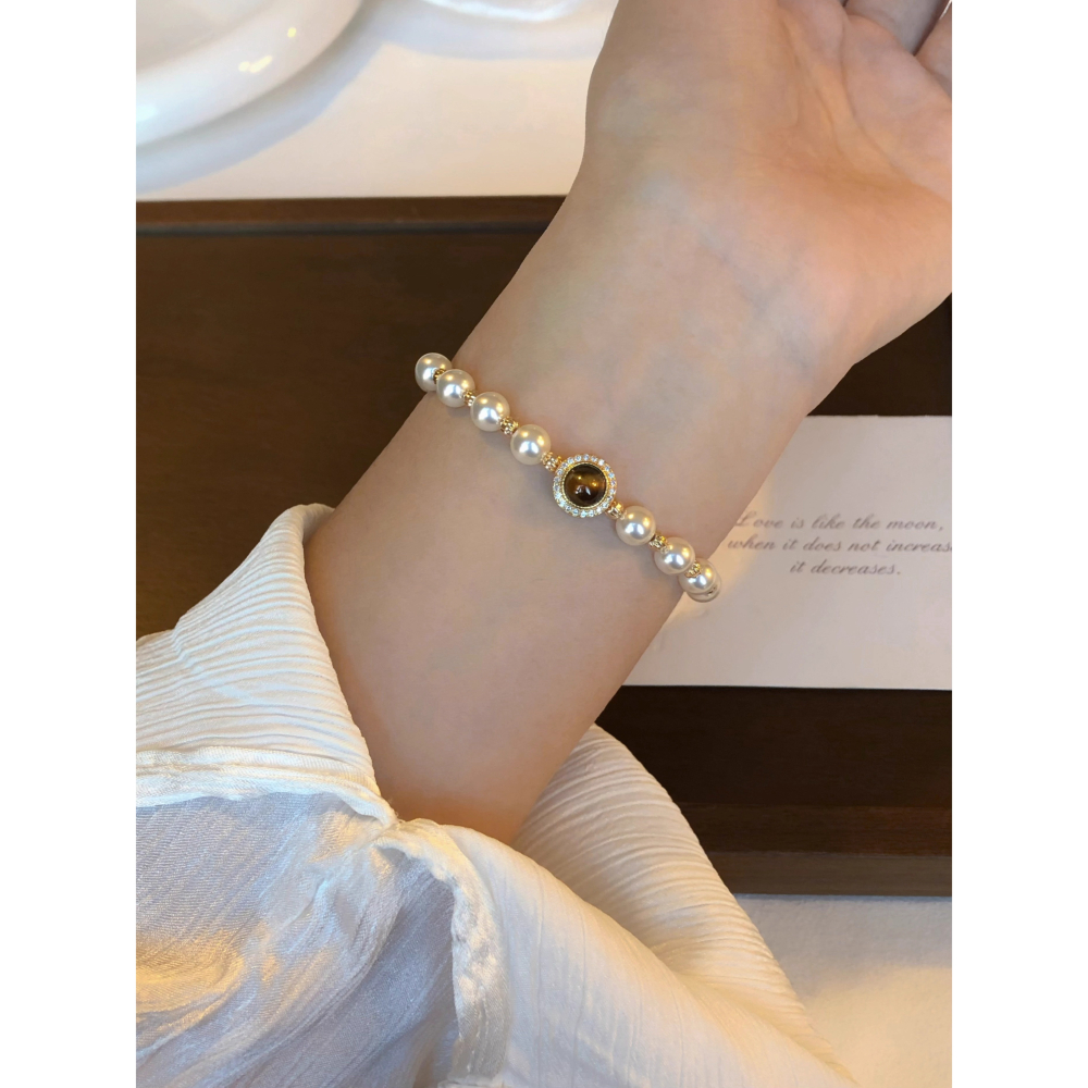 原創手作。精緻輕奢 小眾設計 天然黃虎眼/紅瑪瑙 施家珍珠彈力手鏈-Euphoria Store-細節圖3