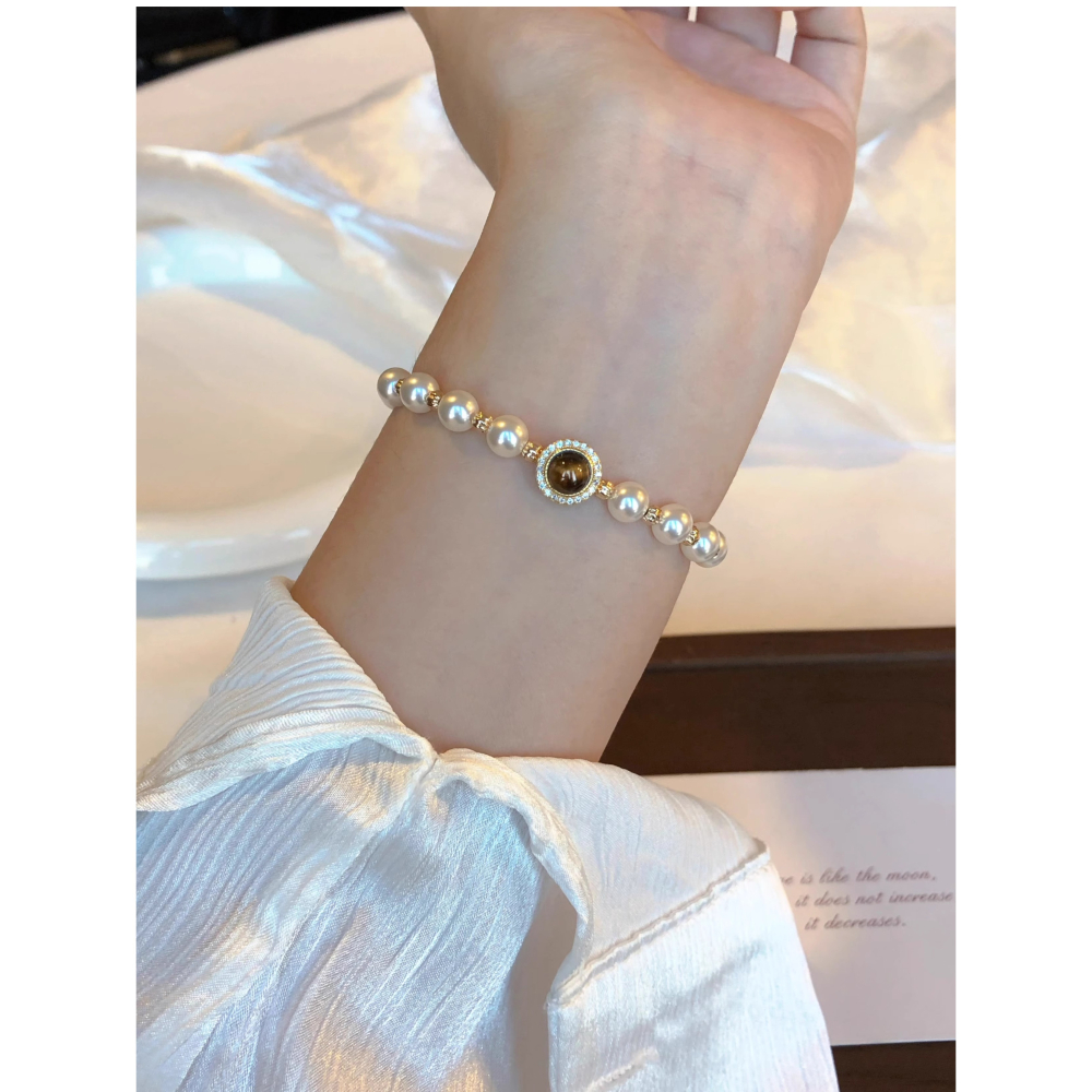 原創手作。精緻輕奢 小眾設計 天然黃虎眼/紅瑪瑙 施家珍珠彈力手鏈-Euphoria Store-細節圖5