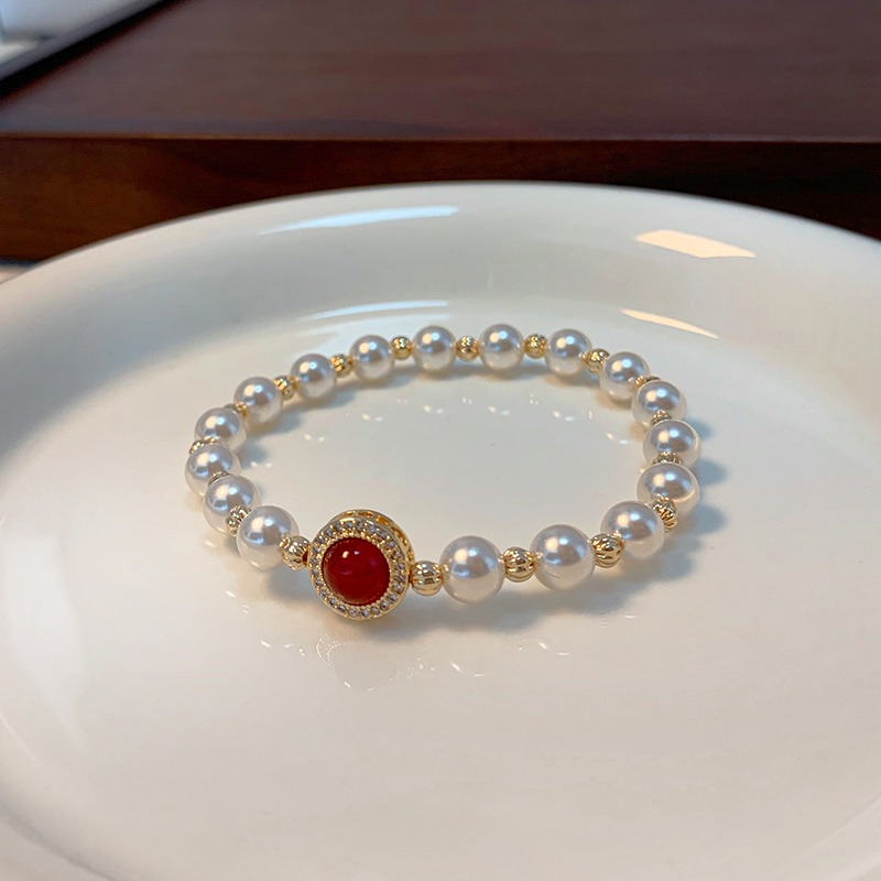 原創手作。精緻輕奢 小眾設計 天然黃虎眼/紅瑪瑙 施家珍珠彈力手鏈-Euphoria Store-規格圖10