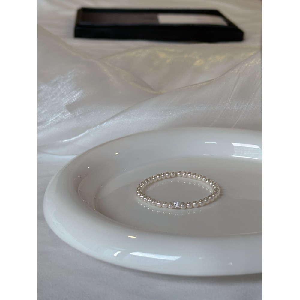 原創手作。簡約氣質必備 百搭爆閃方糖鑽石正圓施家珍珠彈力手鏈-Euphoria Store-規格圖9