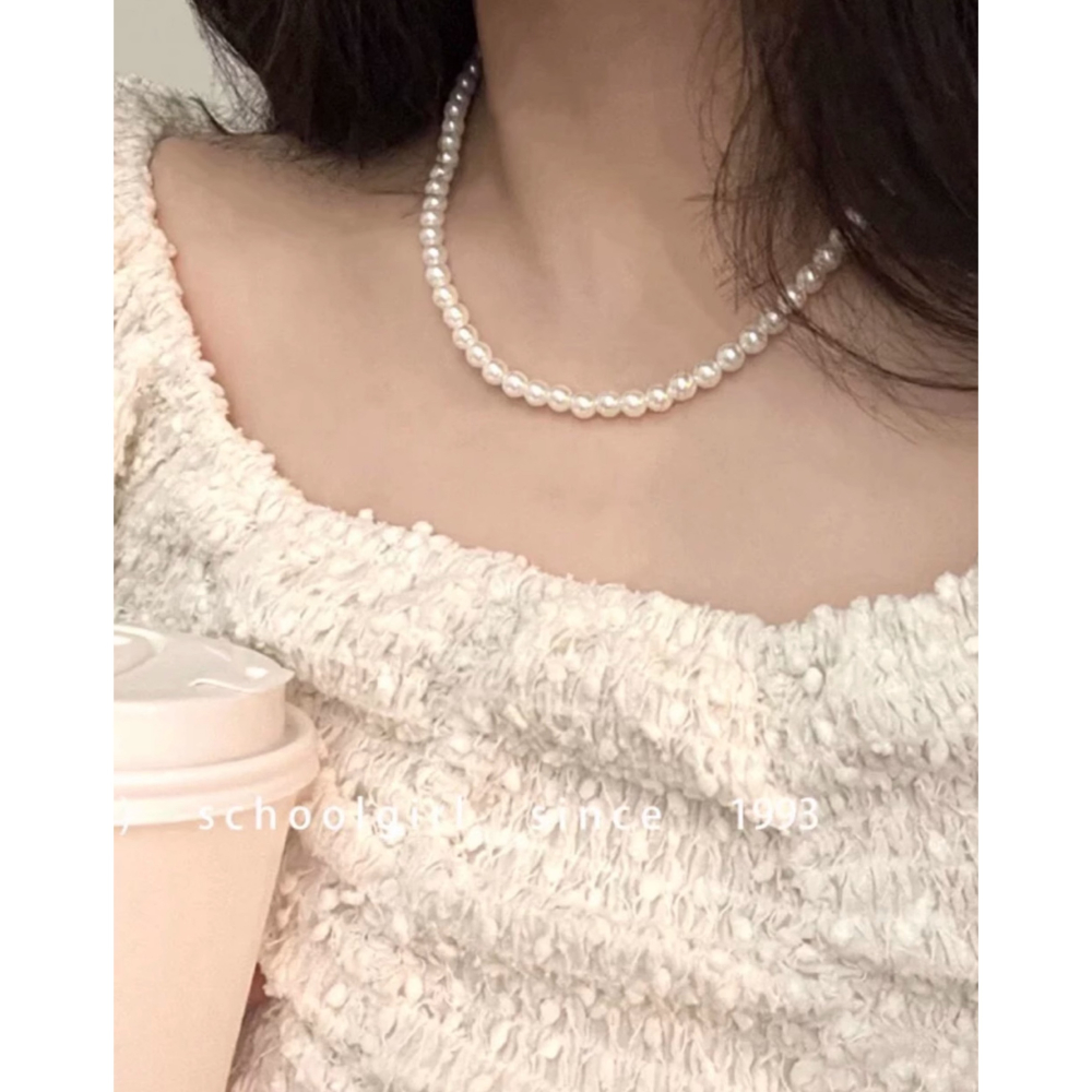 經典。fever同款 法式復古 不退流行 百搭輕奢高級正圓施家珍珠項鏈-Euphoria Store-細節圖2
