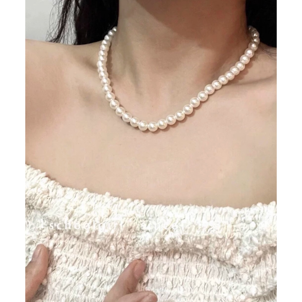 經典。fever同款 法式復古 不退流行 百搭輕奢高級正圓施家珍珠項鏈-Euphoria Store-細節圖3