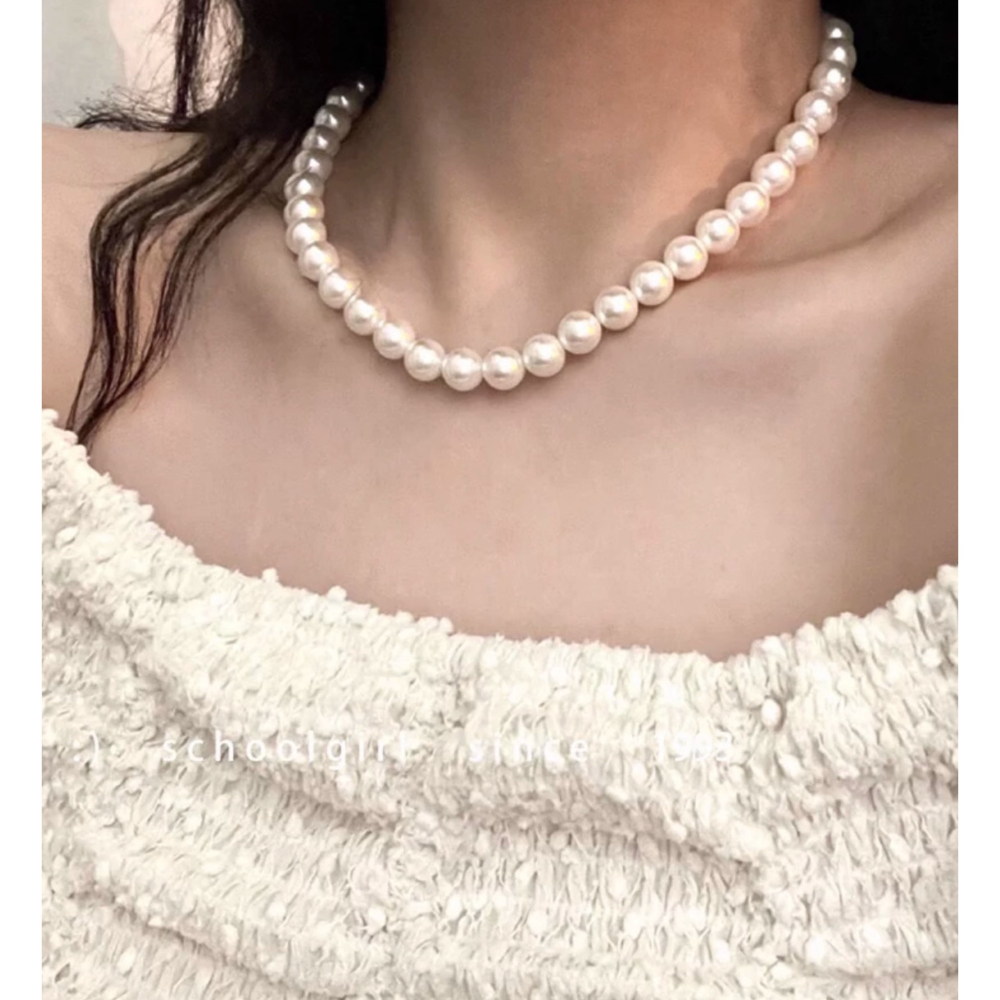 經典。fever同款 法式復古 不退流行 百搭輕奢高級正圓施家珍珠項鏈-Euphoria Store-細節圖4