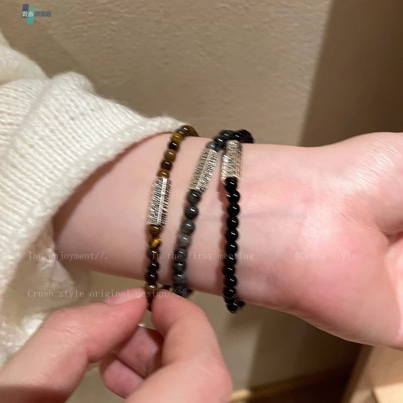 原創手作。疊戴超美 小眾設計師 新中式民族風天然石串珠彈性線手鍊-Euphoria Store-細節圖2