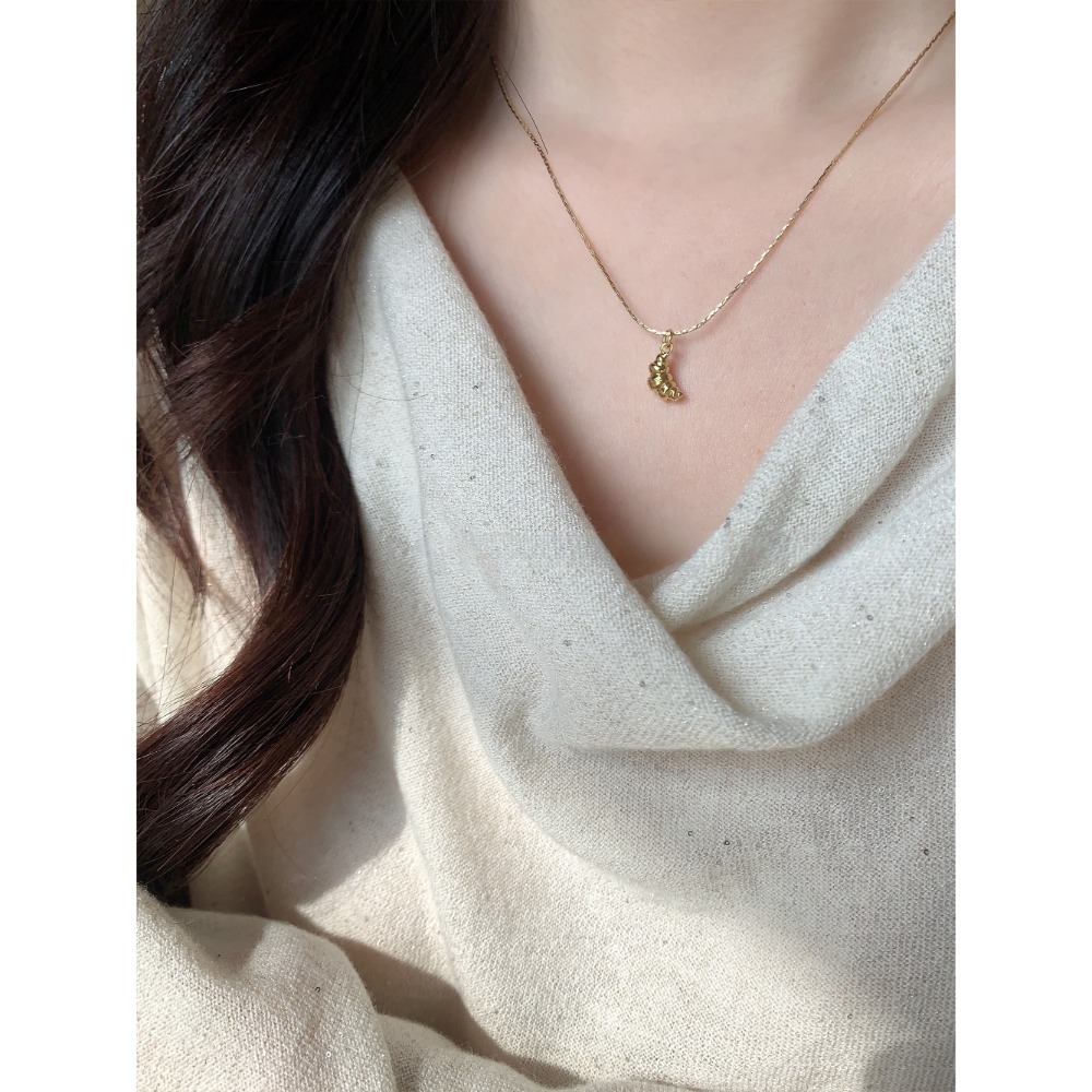 原創設計。小眾設計師 酒紅圓珠瑪瑙vs鍍18K金牛角麵包吊墜短項鏈-Euphoria Store-規格圖10