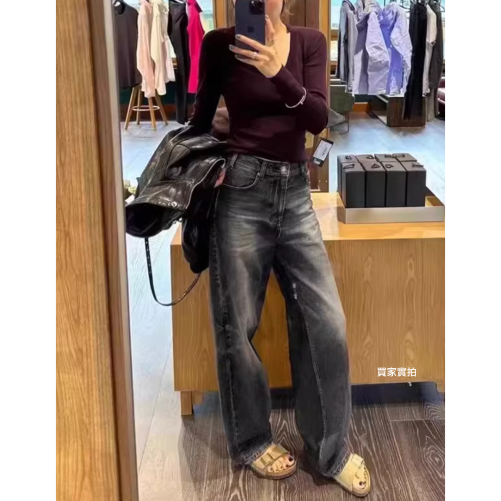 25春。店主私著。極簡氣質百搭 大U領修身單穿打底細針織長袖毛衣上衣-Euphoria Store-細節圖8