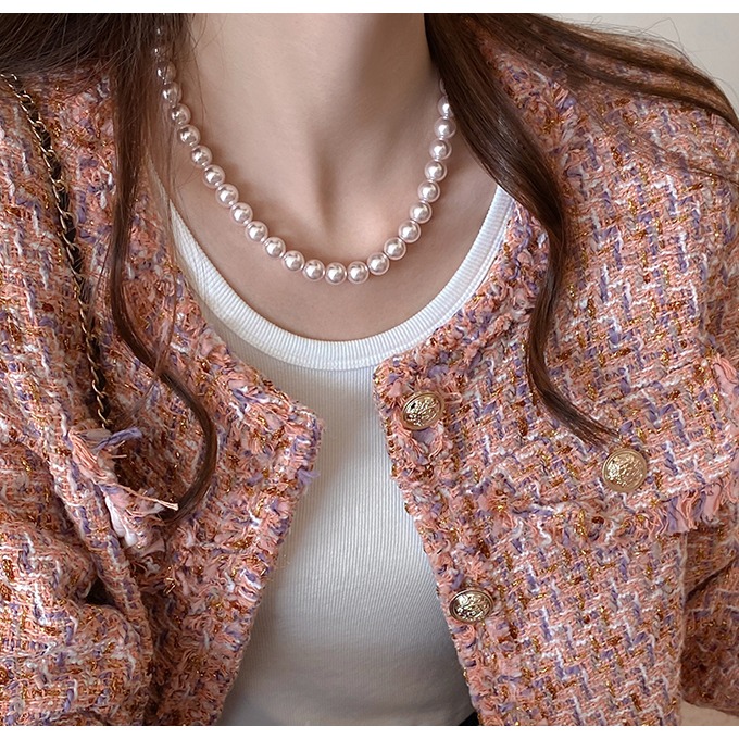 25春。原創手作 極簡氣質百搭款輕奢小眾曼塔玫瑰珍珠短項鍊鎖骨鎖-Euphoria Store-細節圖3