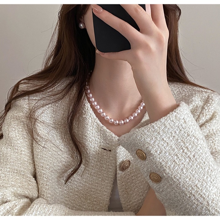 25春。原創手作 極簡氣質百搭款輕奢小眾曼塔玫瑰珍珠短項鍊鎖骨鎖-Euphoria Store-細節圖5