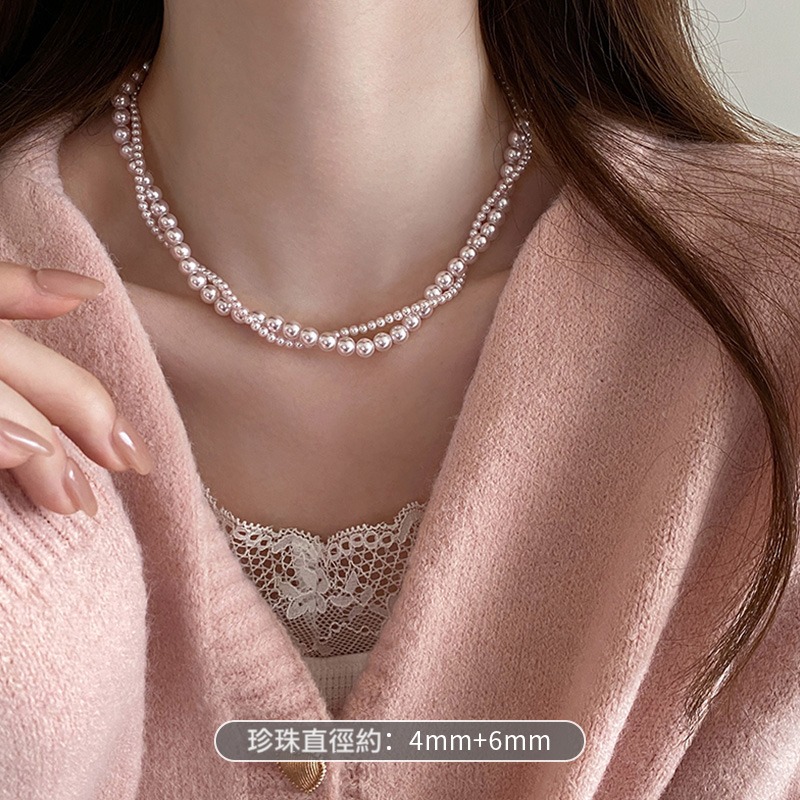 25春。原創手作 極簡氣質百搭款輕奢小眾曼塔玫瑰珍珠短項鍊鎖骨鎖-Euphoria Store-規格圖11