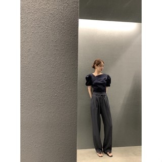 秋。店主自留 韓chic復古小眾 顯瘦壓褶設計 高腰繫帶垂感佳直筒長褲西裝褲拖地褲-Euphoria Store-細節圖3