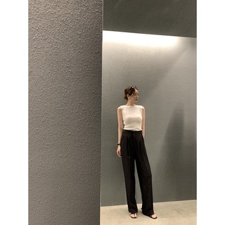 秋。店主自留 韓chic復古小眾 顯瘦壓褶設計 高腰繫帶垂感佳直筒長褲西裝褲拖地褲-Euphoria Store-細節圖5