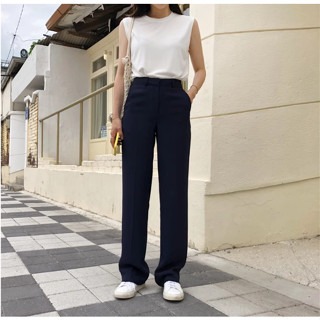 實穿百搭款 極簡氣質顯瘦感十足 高腰包臀直筒西裝長褲-Euphoria Store-細節圖7