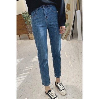 春。韓系東大門新款 百搭高腰直筒修身顯瘦老爺褲水洗牛仔褲-Euphoria Store-細節圖4