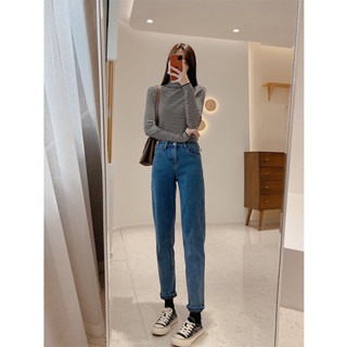 春。韓系東大門新款 百搭高腰直筒修身顯瘦老爺褲水洗牛仔褲-Euphoria Store-細節圖5