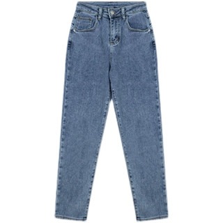 春。韓系東大門新款 百搭高腰直筒修身顯瘦老爺褲水洗牛仔褲-Euphoria Store-細節圖6