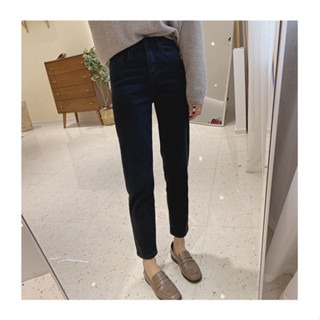 春。韓系東大門新款 百搭高腰直筒修身顯瘦老爺褲水洗牛仔褲-Euphoria Store-規格圖9