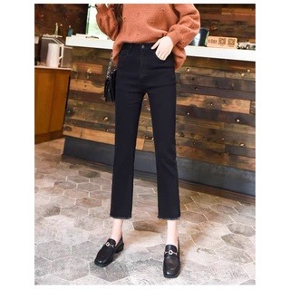 四季。新款基礎百搭實穿款 超美藏肉顯瘦煙灰色微喇叭水洗牛仔褲八分褲九分褲-Euphoria Store-細節圖3