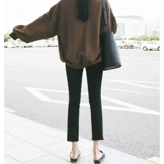 四季。新款基礎百搭實穿款 超美藏肉顯瘦煙灰色微喇叭水洗牛仔褲八分褲九分褲-Euphoria Store-細節圖5