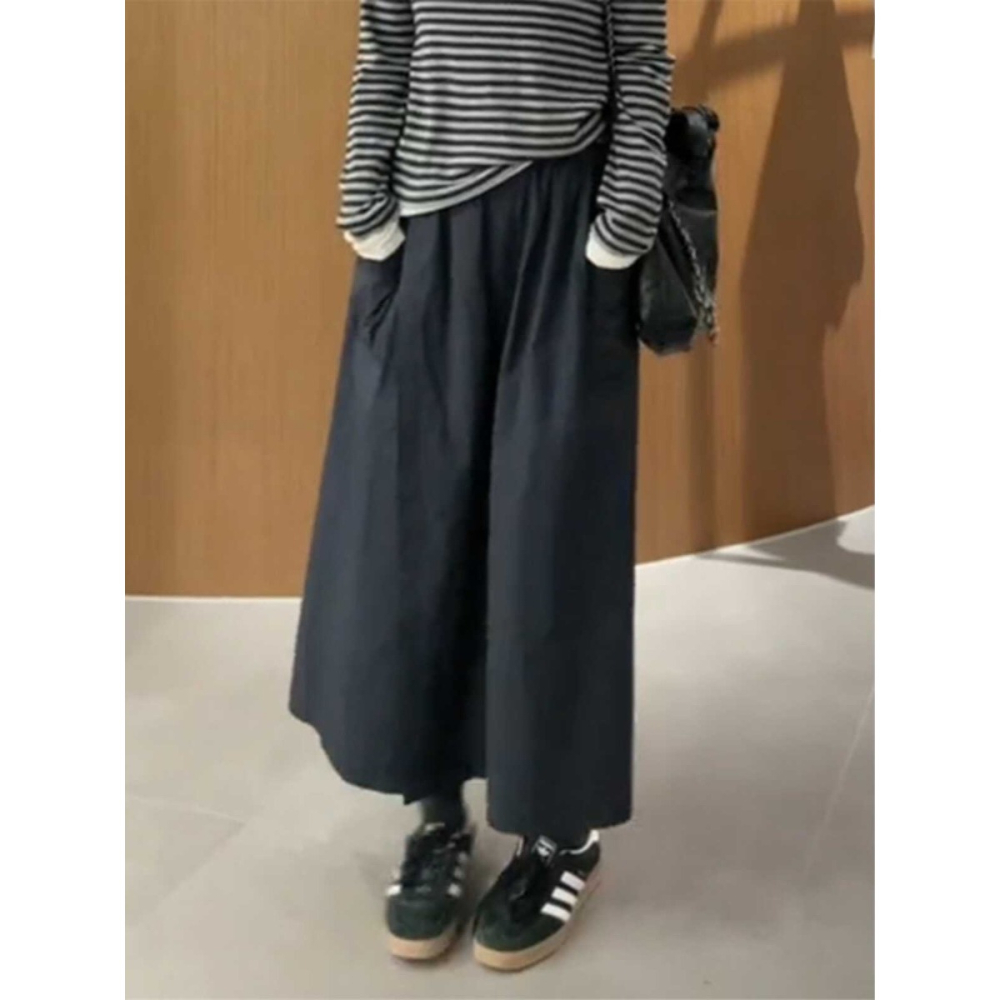 春。梨型身材必需入手超顯瘦 透氣不悶高腰鬆緊腰A字裙八分裙褲-Euphoria Store-細節圖3