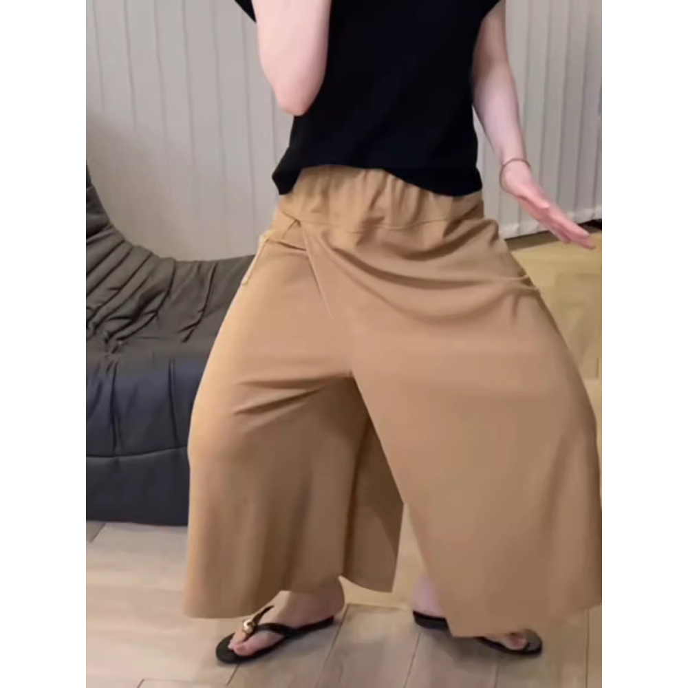 春。梨型身材必需入手超顯瘦 透氣不悶高腰鬆緊腰A字裙八分裙褲-Euphoria Store-細節圖6